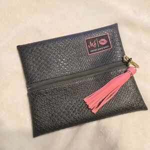 Black and Pink Cobra Print Cosmetic Bag